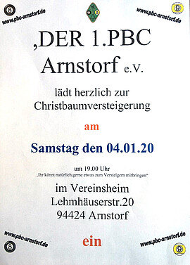 Banner Billardverein beim Arnstorfer Weihnachtsmarkt 2019.