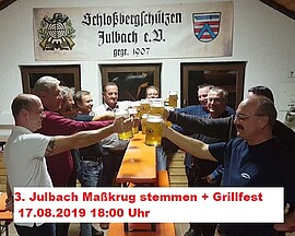 Banner Abgesagt - 4.Julbach Maßkrug stemmen + Grillfest bei den Schloßbergschuetzen Julbach e.V.