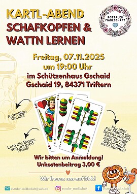 Banner Kartl-Abend - Schafkopfen & Wattn lernen