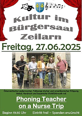 Banner Kultur im Bürgersaal "Phoning Teacher on a Road Trip"