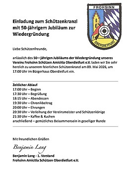 Banner Schützenkranzl mit Jubiläumsfeier