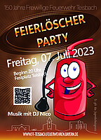 Logo Zeltparty / Feierlöscherparty 150 Jahre Feuerwehr Teisbach