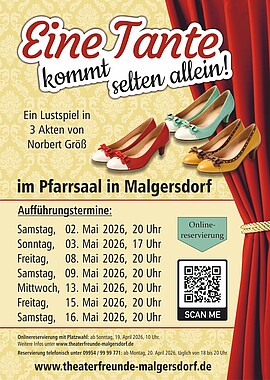 Banner Theateraufführung "Eine Tante kommt selten allein"
