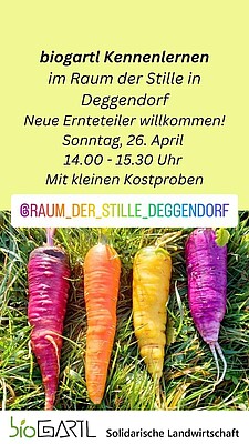 Banner Solidarische Landwirtschaft biogartl trifft Raum der Stille