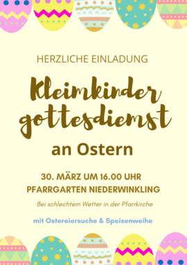 Banner Kleinkindergottesdienst an Ostern in Niederwinkling