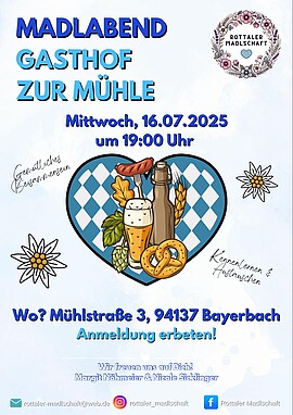 Banner Madlabend - Gasthof zur Mühle Bayerbach