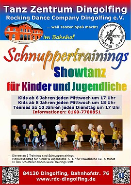 Banner Schnuppertraining Showtanz für Kinder 
