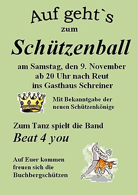 Banner Schützenball bei den Buchbergschützen in Reut im Gasthaus Schreiner