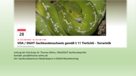 Banner VDA / DGHT-Sachkundenachweis gemäß § 11 TierSchG - Terraristik