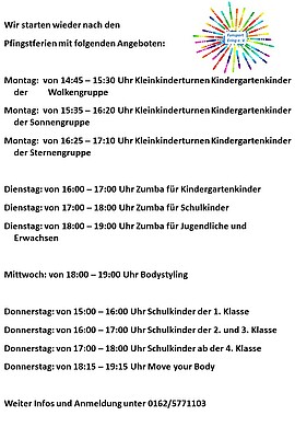 Banner Wir starten wieder nach den Pfingstferien