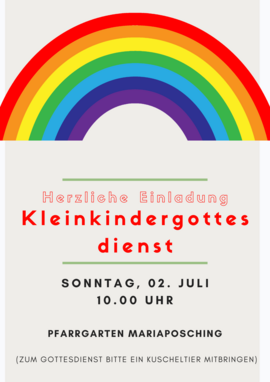 Banner Kleinkindergottesdienst im Pfarrgarten Mariaposching