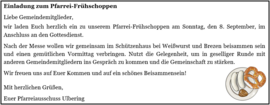 Banner Hl. Messe anschließend Pfarrei-Frühschoppen