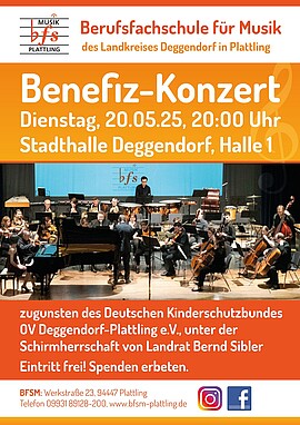 Banner Benefizkonzert der Berufsfachschule für Musik des Landkreises Deggendorf