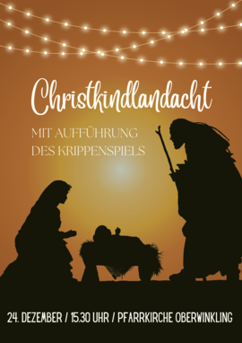 Banner Christkindlandacht mit Aufführung des Krippenspiel