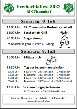 Banner Freibachtalfest Thanndorf mit Dorfmeisterschaft