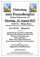 Logo Frauenbergfest 10 Jahre Förderverein Frauenbergkirche mit buntem Rahmenprogramm