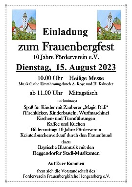 Banner Frauenbergfest 10 Jahre Förderverein Frauenbergkirche mit buntem Rahmenprogramm