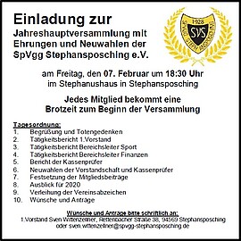 Banner Jahreshauptversammlung mit Neuwahlen