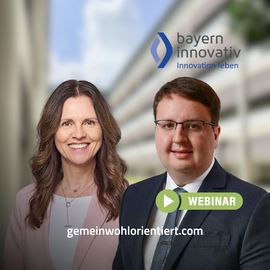 Banner Webinar: Fit für die Zukunft: Nachhaltigkeit und Resilienz auf dem Prüfstand mit Bayern Innovativ