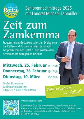 Banner Seniorennachmittag „Zeit zum Zamkemma“ mit Landrat Michael Fahmüller 