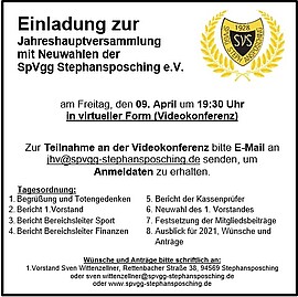 Banner Virtuelle Jahreshauptversammlung