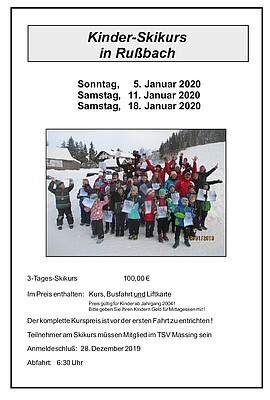 Banner Kinder-Skikurs in Rußbach