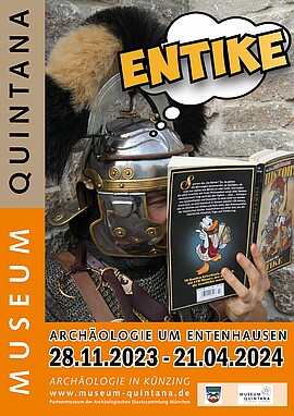 Banner Sonderausstellung "Entike - Archäologie rund um Entenhausen" 