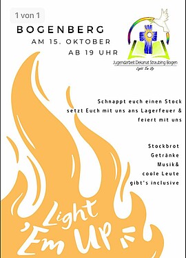 Banner Light 'Em Up - Auftaktveranstaltung Jugend im Dekanat Straubing - Bogen