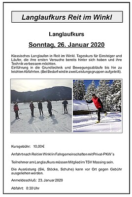 Banner Langlaufkurs Reit im Winkl