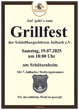 Banner 7.Julbach Maßkrug stemmen + Grillfest bei den Schloßbergschuetzen Julbach e.V.