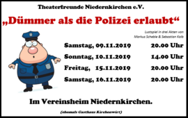 Banner Theater "Dümmer als die Polizei erlaubt"