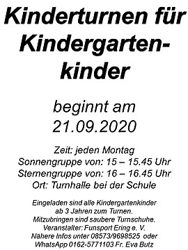 Banner Kleinkinderturnen 1. Gruppe
