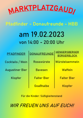 Banner Marktplatzgaudi 2023 - Faschingstreiben auf dem Marktplatz