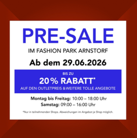 Banner Pre-Sale im Fashion Park Arnstorf