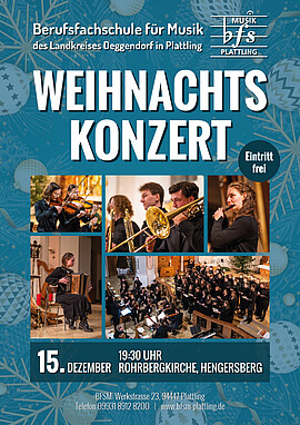 Banner Weihnachtskonzert der Berufsfachschule für Musik Plattling