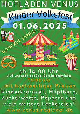 Banner 1. Kinder-Volksfest am Hofladen Venus