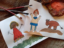 Banner Offener Workshop "Steinzeit-Künstler - Malen mit Erdfarben"