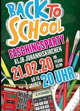Banner Faschingsparty "Back to School"