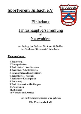 Banner Jahreshauptversammlung mit Neuwahlen