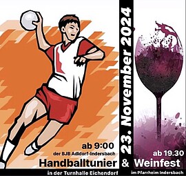 Banner Handballtunier und Weinfest der BJB Adldorf-Indersbach