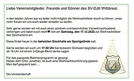 Banner Weihnachtsfeier - Gesamtverein - SV-DJK Wittibreut 