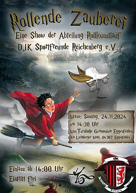 Banner Rollende Zauberei der Rollkunstlaufsparte des DJK-Sportfreunde Reichenberg 