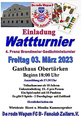 Banner Wattturnier - De rodn Wepsn FCB Fanclub Zeilarn e.V.