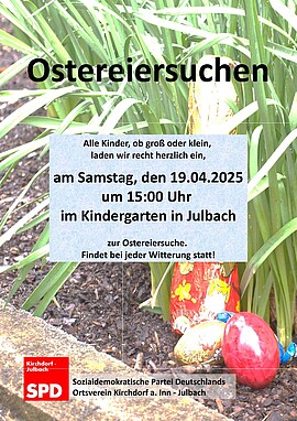 Banner Ostereiersuchen SPD Ortsverein Kirchdorf - Julbach
