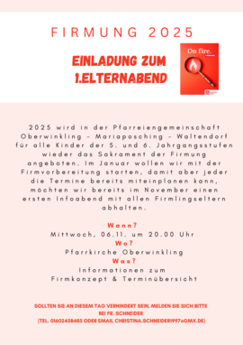 Banner Firmelternabend in der Pfarreiengemeinschaft