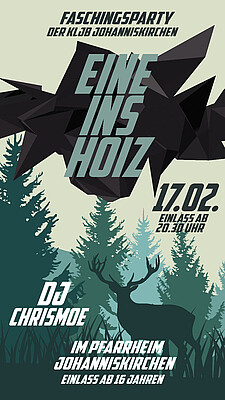 Banner Faschingsparty "Eine ins Hoiz"