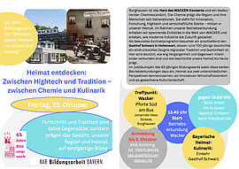 Banner Heimat entdecken: Zwischen Hightech und Tradition – zwischen Chemie und Kulinarik