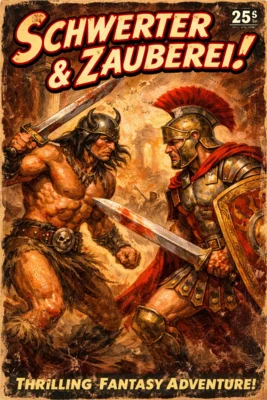 Banner Literarische Führung " Schwerter & Zauberei in der Antike - von Conen dem Barbar bis zu Harry Potter"