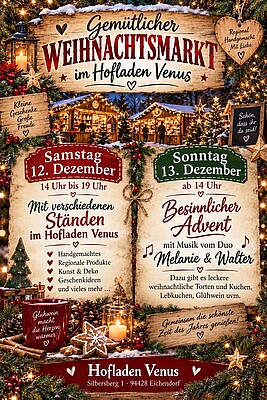 Banner Weihnachtsmarkt im Hofladen Venus