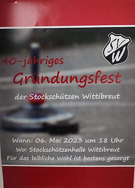 Banner 40 jähriges Gründungsfest Stockschützen Wittibreut